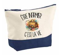 Pochette Grand Format Être Infirmier C'est la Vie | Coton Bicolore 5 L 33 × 23 cm Zip Métal | Trousse de Toilette Vanity Maquillage Voyage | Cadeau Soignant Soignante Femme Anniversaire