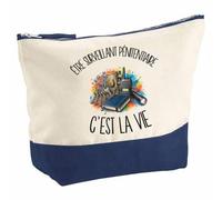 Pochette Grand Format Être Surveillant pénitentiaire C'est la Vie | Coton Bicolore 5 L 33 × 23 cm Zip Métal | Trousse de Toilette Vanity Maquillage Voyage | Cadeau Agent de L'État Femme Anniversaire
