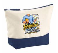 Pochette Grand Format Formateur C'est Juste Le Meilleur Métier | Coton Bicolore 5 L 33 × 23 cm Zip Métal | Trousse de Toilette Vanity Maquillage Voyage | Cadeau Femme Anniversaire