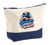 Pochette Grand Format Gendarme C'est Juste Le Meilleur Métier | Coton Bicolore 5 L 33 × 23 cm Zip Métal | Trousse de Toilette Vanity Maquillage Voyage | Cadeau Femme Anniversaire