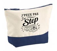 Pochette Grand Format J’Peux Pas j’AI Step | Coton Bicolore 5 L 33 × 23 cm Zip Métal | Trousse de Toilette Vanity Maquillage Voyage | Cadeau Femme Anniversaire