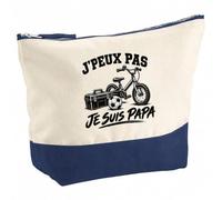 Pochette Grand Format J’Peux Pas Je suis Papa | Coton Bicolore 5 L 33 × 23 cm Zip Métal | Trousse de Toilette Vanity Maquillage Voyage | Cadeau Femme Anniversaire