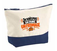 Pochette Grand Format Je Vais Pas en Faire Un Fromage Expressions Françaises | Orange | Coton Bicolore 5 L 33 × 23 cm Zip Métal | Trousse de Toilette Vanity Maquillage Voyage