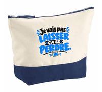 Pochette Grand Format Je Vais Pas Laisser ça se Perdre. Expressions Françaises | Bleu | Coton Bicolore 5 L 33 × 23 cm Zip Métal | Trousse de Toilette Vanity Maquillage Voyage