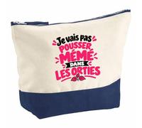 Pochette Grand Format Je Vais Pas Pousser mémé dans Les orties Expressions Françaises | Rose | Coton Bicolore 5 L 33 × 23 cm Zip Métal | Trousse de Toilette Vanity Maquillage Voyage