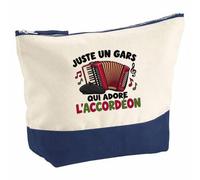 Pochette Grand Format Juste Un Gars Qui Adore l'accordéon | Coton Bicolore 5 L 33 × 23 cm Zip Métal | Trousse de Toilette Vanity Maquillage Voyage | Cadeau Accordéoniste Femme Anniversaire
