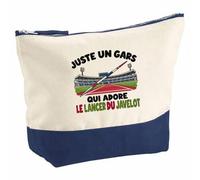 Pochette Grand Format Juste Un Gars Qui Adore Le Lancer du Javelot | Coton Bicolore 5 L 33 × 23 cm Zip Métal | Trousse de Toilette Vanity Maquillage Voyage | Cadeau Athlète Femme Anniversaire