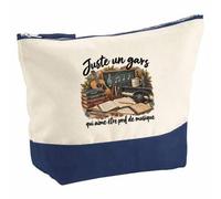 Pochette Grand Format Juste Un Gars Qui Aime être Prof de Musique | Coton Bicolore 5 L 33 × 23 cm Zip Métal | Trousse de Toilette Vanity Maquillage Voyage | Idée Cadeau Noël Départ