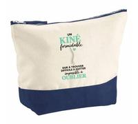 Pochette Grand Format Kine Formidable | Coton Bicolore 5 L 33 × 23 cm Zip Métal | Trousse de Toilette Vanity Maquillage Voyage | Idée Cadeau Noël Départ
