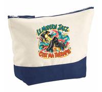 Pochette Grand Format Le Modern Jazz C'est ma thérapie | Coton Bicolore 5 L 33 × 23 cm Zip Métal | Trousse de Toilette Vanity Maquillage Voyage | Cadeau Femme Anniversaire