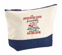 Pochette Grand Format Loto Formidable | Coton Bicolore 5 L 33 × 23 cm Zip Métal | Trousse de Toilette Vanity Maquillage Voyage | Idée Cadeau Noël Départ