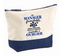 Pochette Grand Format Manager Formidable | Coton Bicolore 5 L 33 × 23 cm Zip Métal | Trousse de Toilette Vanity Maquillage Voyage | Idée Cadeau Noël Départ