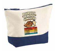 Pochette Grand Format Marathon Pourquoi Je perds | Coton Bicolore 5 L 33 × 23 cm Zip Métal | Trousse de Toilette Vanity Maquillage Voyage | Cadeau Femme Anniversaire