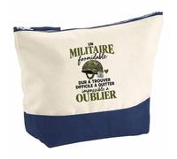 Pochette Grand Format Militaire Formidable | Coton Bicolore 5 L 33 × 23 cm Zip Métal | Trousse de Toilette Vanity Maquillage Voyage | Idée Cadeau Armée Noël Départ