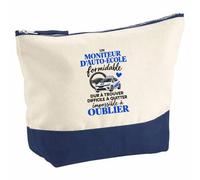 Pochette Grand Format Moniteur d Auto Ecole Formidable | Coton Bicolore 5 L 33 × 23 cm Zip Métal | Trousse de Toilette Vanity Maquillage Voyage | Idée Cadeau Noël Départ