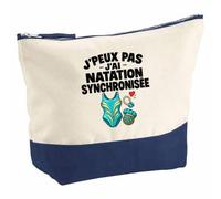 Pochette Grand Format Natation Synchronisée J'peux Pas | Coton Bicolore 5 L 33 × 23 cm Zip Métal | Trousse de Toilette Vanity Maquillage Voyage | Idée Cadeau Nageur Nageuse Noël Départ