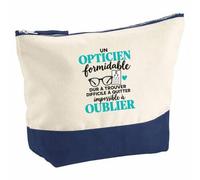 Pochette Grand Format Opticien Formidable | Coton Bicolore 5 L 33 × 23 cm Zip Métal | Trousse de Toilette Vanity Maquillage Voyage | Idée Cadeau Noël Départ