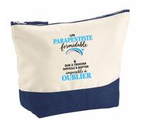 Pochette Grand Format Parapente Formidable | Coton Bicolore 5 L 33 × 23 cm Zip Métal | Trousse de Toilette Vanity Maquillage Voyage | Idée Cadeau Noël Départ