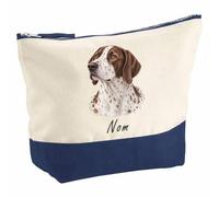 Pochette Grand Format Pointer Anglais : Portrait | Coton Bicolore 5 L 33 × 23 cm Zip Métal | Trousse de Toilette Vanity Maquillage Voyage | Cadeau Propriétaire Chien Femme Anniversaire
