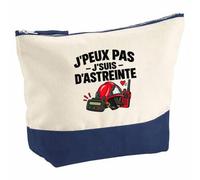 Pochette Grand Format Pompier Volontaire J'peux Pas | Coton Bicolore 5 L 33 × 23 cm Zip Métal | Trousse de Toilette Vanity Maquillage Voyage | Idée Cadeau Sapeur-Pompier Sapeuse-Pompière Noël Départ