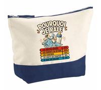 Pochette Grand Format Pourquoi Je Rale Assistant Maternel Pourquoi Je râle Homme | Coton Bicolore 5 L 33 × 23 cm Zip Métal | Trousse de Toilette Vanity Maquillage Voyage | Cadeau Femme Anniversaire