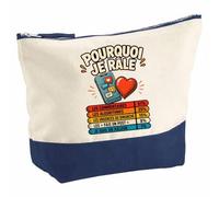 Pochette Grand Format Pourquoi Je Rale Community Manager Pourquoi Je râle Homme | Coton Bicolore 5 L 33 × 23 cm Zip Métal | Trousse de Toilette Vanity Maquillage Voyage | Cadeau Femme Anniversaire