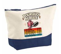 Pochette Grand Format Pourquoi Je Rale Estheticien Pourquoi Je râle Homme | Coton Bicolore 5 L 33 × 23 cm Zip Métal | Trousse de Toilette Vanity Maquillage Voyage | Cadeau Femme Anniversaire