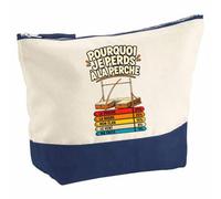 Pochette Grand Format Saut à la Perche Pourquoi Je perds | Coton Bicolore 5 L 33 × 23 cm Zip Métal | Trousse de Toilette Vanity Maquillage Voyage | Cadeau Femme Anniversaire