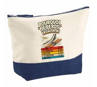 Pochette Grand Format Saut à Ski Pourquoi Je perds | Coton Bicolore 5 L 33 × 23 cm Zip Métal | Trousse de Toilette Vanity Maquillage Voyage | Cadeau Femme Anniversaire