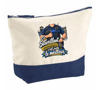 Pochette Grand Format Surveillant Penitentiaire C'est Juste Le Meilleur Métier | Coton Bicolore 5 L 33 × 23 cm Zip Métal | Trousse de Toilette Vanity Maquillage Voyage | Cadeau Femme Anniversaire