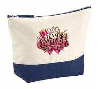 Pochette Grand Format Team Couture | Coton Bicolore 5 L 33 × 23 cm Zip Métal | Trousse de Toilette Vanity Maquillage Voyage | Idée Cadeau Couturier Couturière Noël Départ