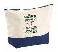 Pochette Grand Format Tir A l Arc Formidable | Coton Bicolore 5 L 33 × 23 cm Zip Métal | Trousse de Toilette Vanity Maquillage Voyage | Idée Cadeau Noël Départ