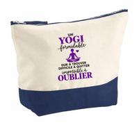 Pochette Grand Format Yoga Formidable | Coton Bicolore 5 L 33 × 23 cm Zip Métal | Trousse de Toilette Vanity Maquillage Voyage | Idée Cadeau Noël Départ