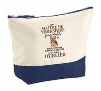 Pochette Grand Format Yorkshire Formidable | Coton Bicolore 5 L 33 × 23 cm Zip Métal | Trousse de Toilette Vanity Maquillage Voyage | Idée Cadeau Noël Départ