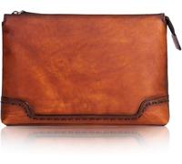 Pochette Haut De Gamme pour Homme, Portefeuille Multifonction en Cuir Tanné Végétal, Sac à Main d'affaires pour Tablette De 9,7 Pouces, Brown & Coffee