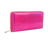 Pochette Holographique Portefeuille Long et Fin, à Fermeture Éclair | PVC Polyester, Finition Irisée Réfléchissante, Format Plat, pour Pièces, Paquet Fourre-tout, Voyage