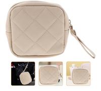 Pochette Hygiénique Portable en Pu, Élégante, Beige, Main | Format Compact, Protection Vie Privée, Usage Voyage, pour Cosmétiques et Kits de Couture