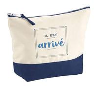 Pochette Il Est Arrive - Pouch - Idée Pochette Rangement Cadeau Anniversaire Fête Original Famille Travail Départ Collègue Retraite Noël. - Gris&Bleu - 3