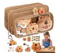 Pochette Imprimée Capybara - Design Animal Amusant, Large Ouverture, Matériau Durable, Trousse À Crayons Multi-compartiments Pour Adolescents, Organisation Scolaire, Plusieurs Poches | Indispensable P