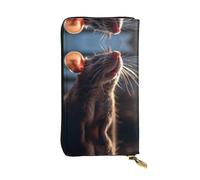 Pochette imprimée en gros plan souris (19,1 x 10,4 cm) | Portefeuille en cuir