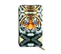 Pochette imprimée Little Fat Tiger Head (19,1 x 10,4 cm) | Portefeuille en cuir