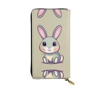 Pochette imprimée petit lapin mignon (19,1 x 10,4 cm) | Portefeuille en cuir