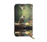 Pochette imprimée petit oiseau perchoir prédateur (19,1 x 10,4 cm) | Portefeuille en cuir