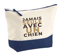 Pochette Jamais Seule avec Un Chien - Pouch - Idée Pochette Rangement Cadeau Anniversaire Fête Original Famille Travail Départ Collègue Retraite Noël. - Marron - 1