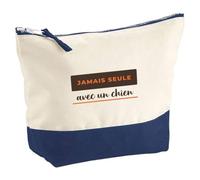 Pochette Jamais Seule avec Un Chien - Pouch - Idée Pochette Rangement Cadeau Anniversaire Fête Original Famille Travail Départ Collègue Retraite Noël. - Marron&Orange - 4