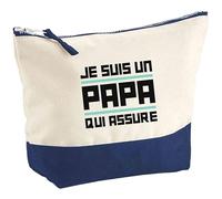 Pochette Je suis Un Papa Qui Assure 8 | Pouch | Idée Trousse Toilette Maquillage Cadeau Anniversaire Fête Original Famille Travail Départ Collègue Retraite