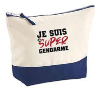 Pochette Je suis Un Super Gendarme | Pouch | Idée Trousse Toilette Maquillage Cadeau Anniversaire Fête Original Famille Travail Départ Collègue Retraite