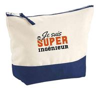 Pochette Je suis Un Super ingénieur | Pouch | Idée Trousse Toilette Maquillage Cadeau Anniversaire Fête Original Famille Travail Départ Collègue Retraite