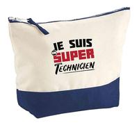 Pochette Je suis Un Super Technicien | Pouch | Idée Trousse Toilette Maquillage Cadeau Anniversaire Fête Original Famille Travail Départ Collègue Retraite