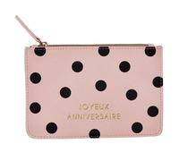 DRAEGER Paris - Petite Pochette à Zip Joyeux Anniversaire - 20 x 13 cm - Rose - Pochette de Rangement, Trousse de Maquillage, Accessoire de beauté, Format Voyage, Idée Cadeau pour Femme